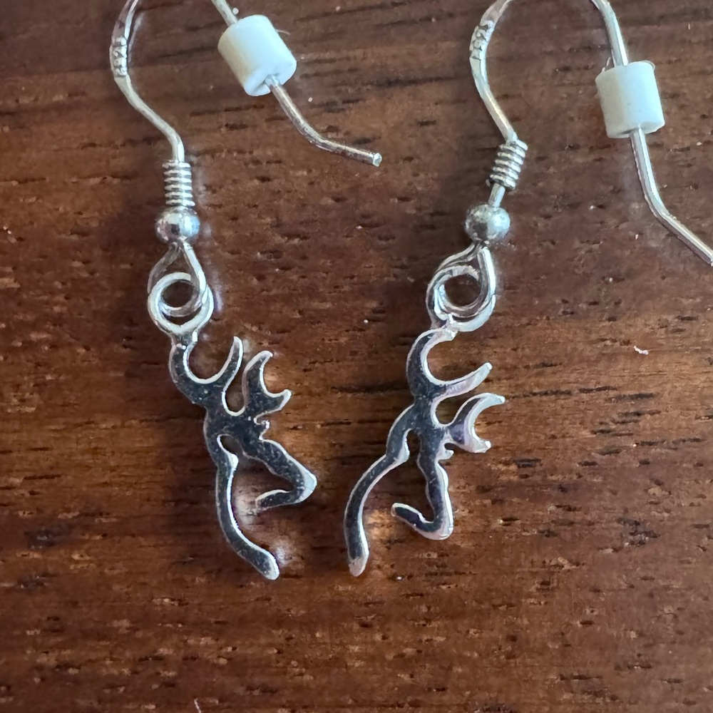 Silver Deer Silhouette Dangle Earrings